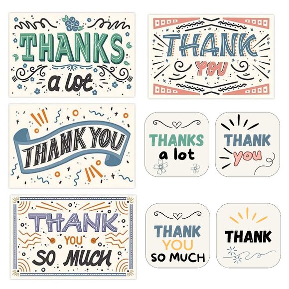 160 Pc Bundle Thank you Cards and Stickers - Picture 1 of 3